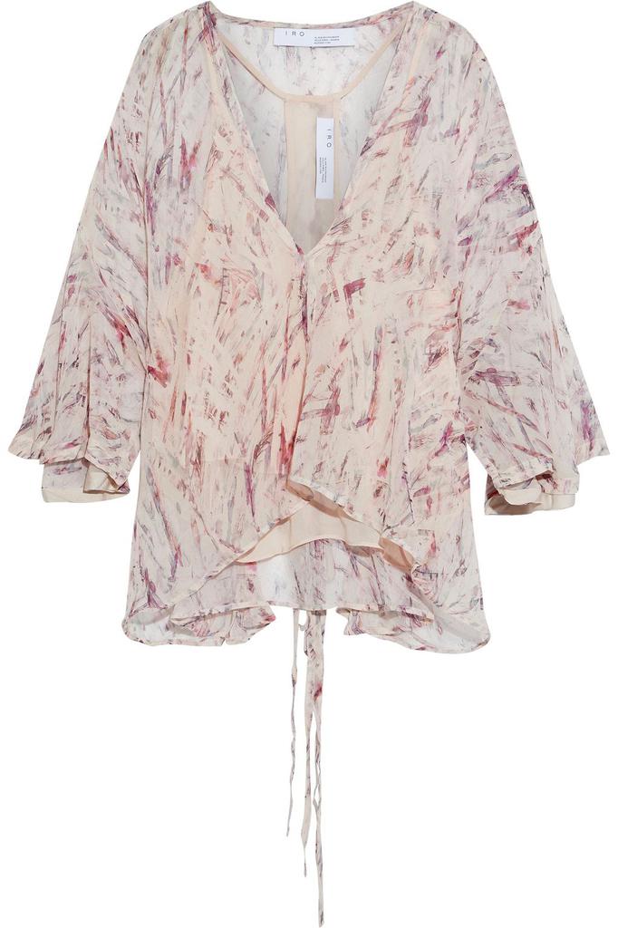 Justie asymmetric printed silk-chiffon blouse商品第1张图片规格展示