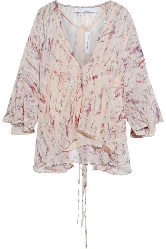 商品IRO|Justie asymmetric printed silk-chiffon blouse,价格¥1142,第1张图片