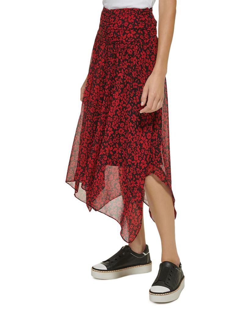 Ruched Floral Print Midi Skirt商品第3张图片规格展示