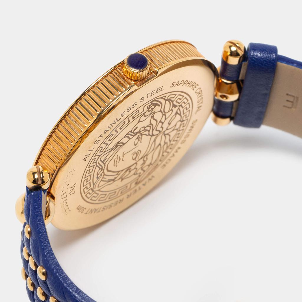 Versace Blue Rose Gold Plated Stainless Steel Leather Vanitas VK7040013 Women's Wristwatch 40 mm商品第6张图片规格展示