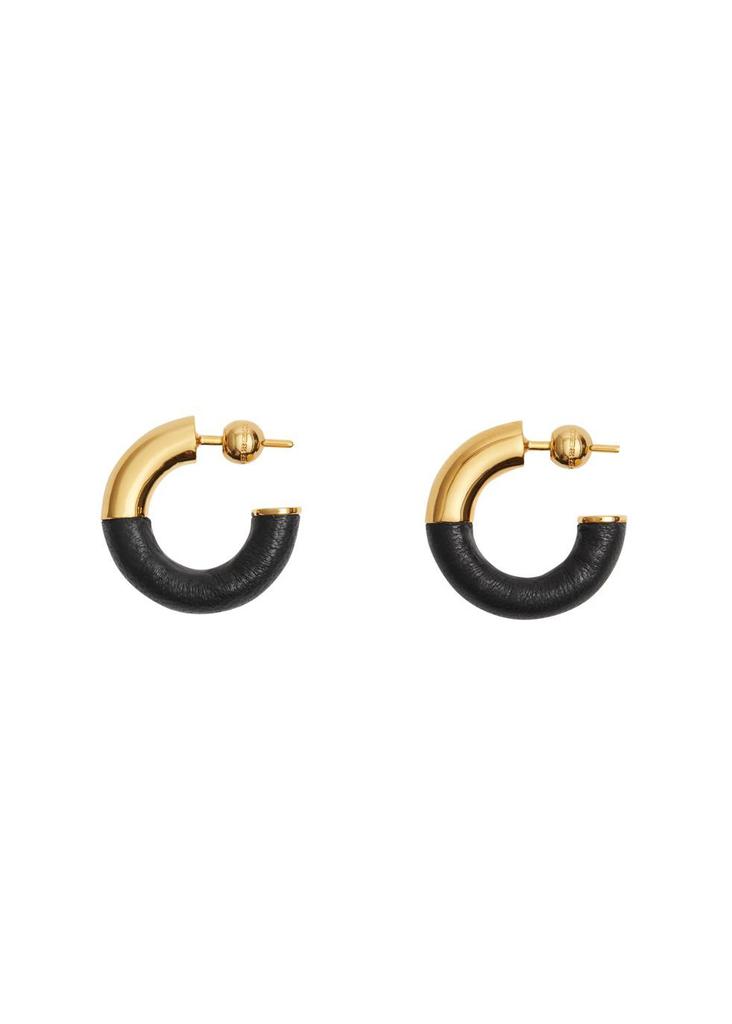 Leather-wrapped gold-plated hoop earrings商品第1张图片规格展示