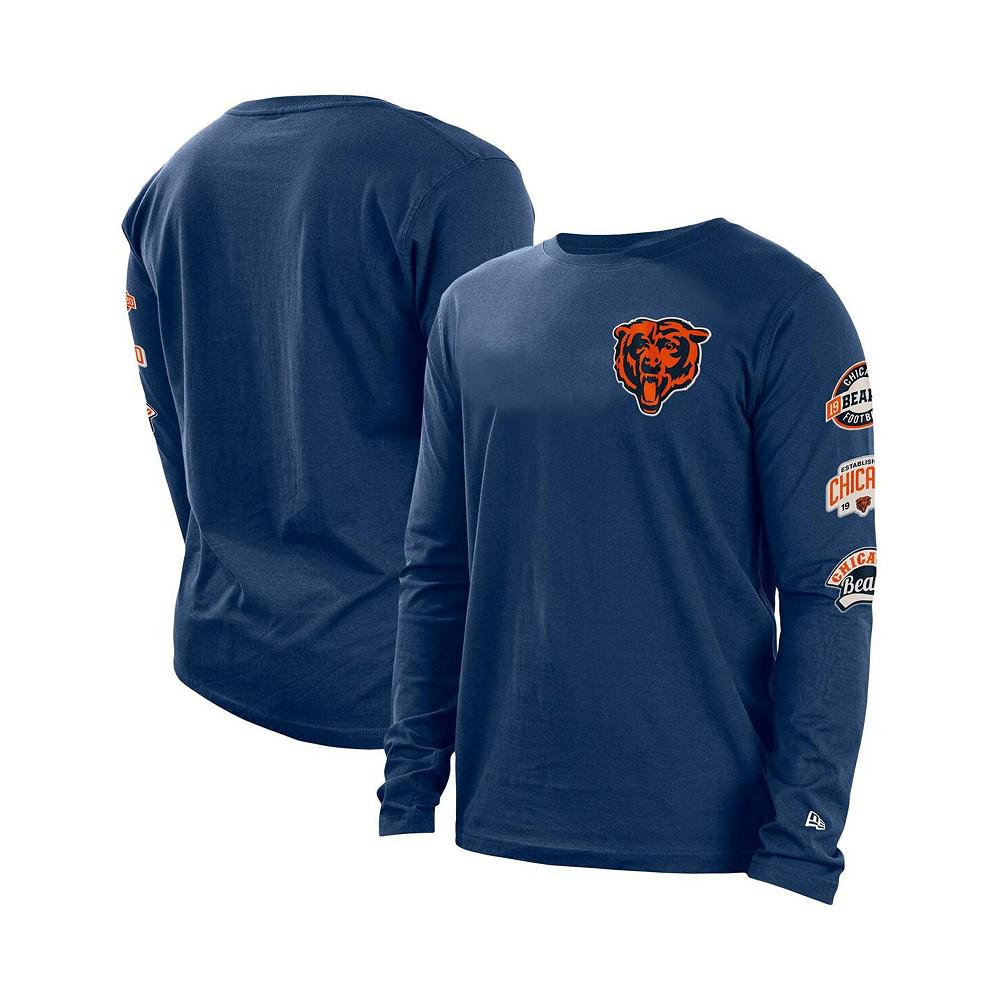 Men's Navy Chicago Bears Hype 2-Hit Long Sleeve T-shirt商品第1张图片规格展示