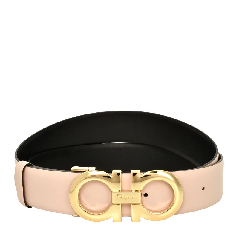 商品[国内直发] Salvatore Ferragamo|Salvatore Ferragamo 菲拉格慕 女士裸色牛皮十字纹金扣双面可调式GANCINI腰带 23-A564-18CALFNBIS【包装随机，部分无包装盒】,价格¥2024,第1张图片