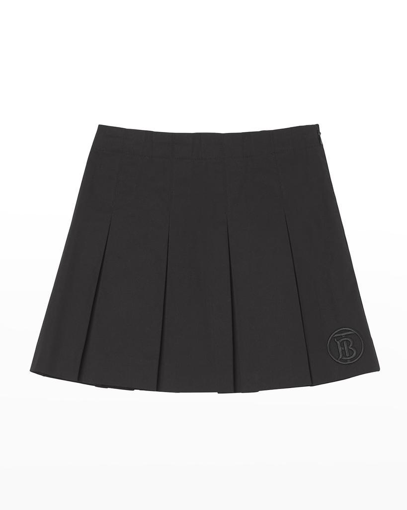商品Burberry|Girl's Gaya Pleated TB Embroidered Skirt, Size 3-14,价格¥642,第1张图片