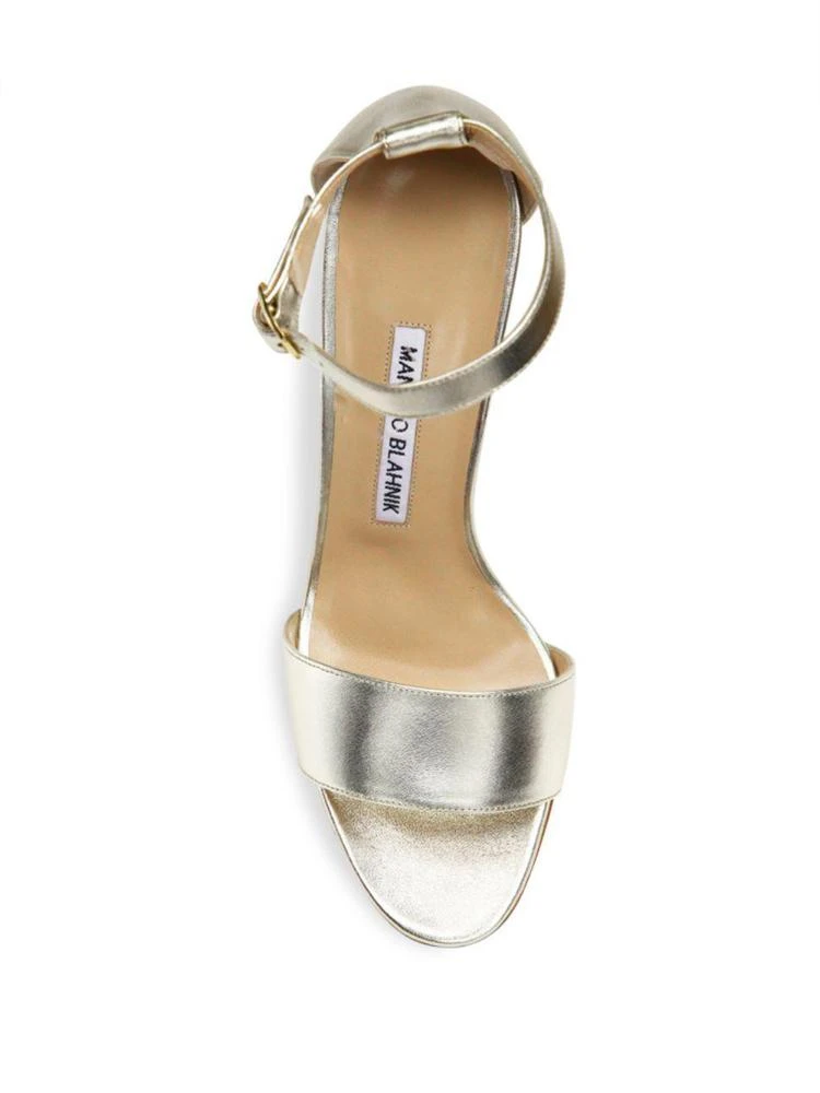 商品Manolo Blahnik|Tressa 105 Metallic Leather Ankle-Strap Sandals,价格¥2234,第4张图片详细描述