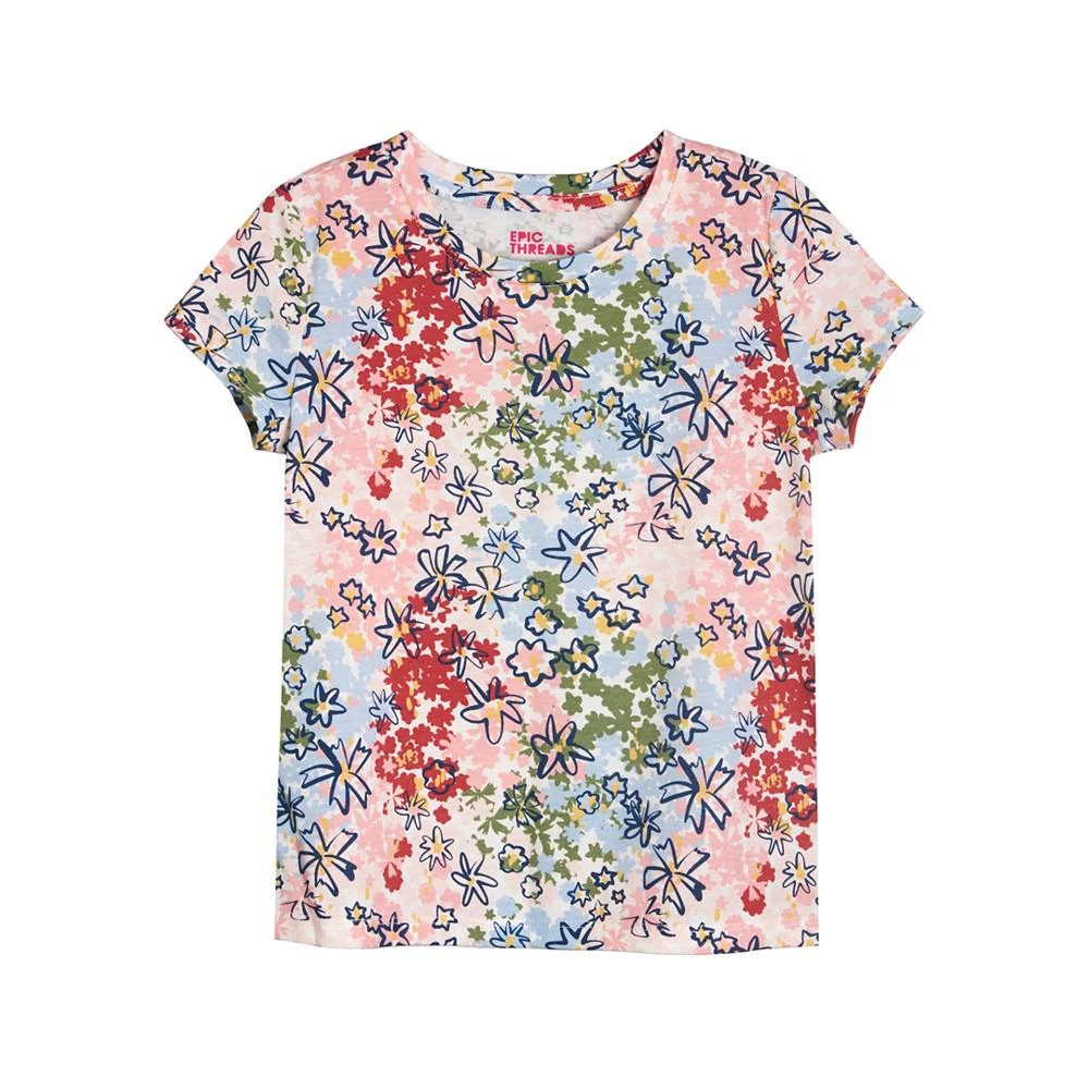 商品Epic Threads|Little Girls Ditsy Floral Graphic T-shirt, Created For Macy's,价格¥42,第1张图片