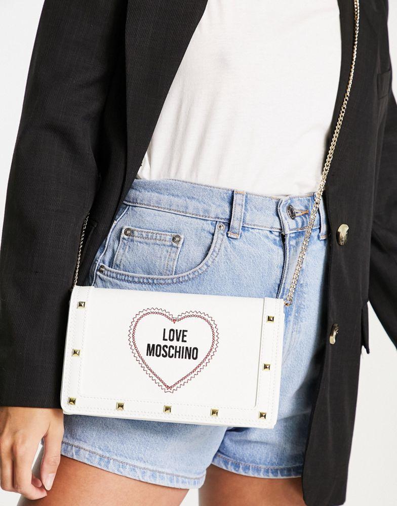 Love Moschino Love Heart crossbody bag in white商品第1张图片规格展示