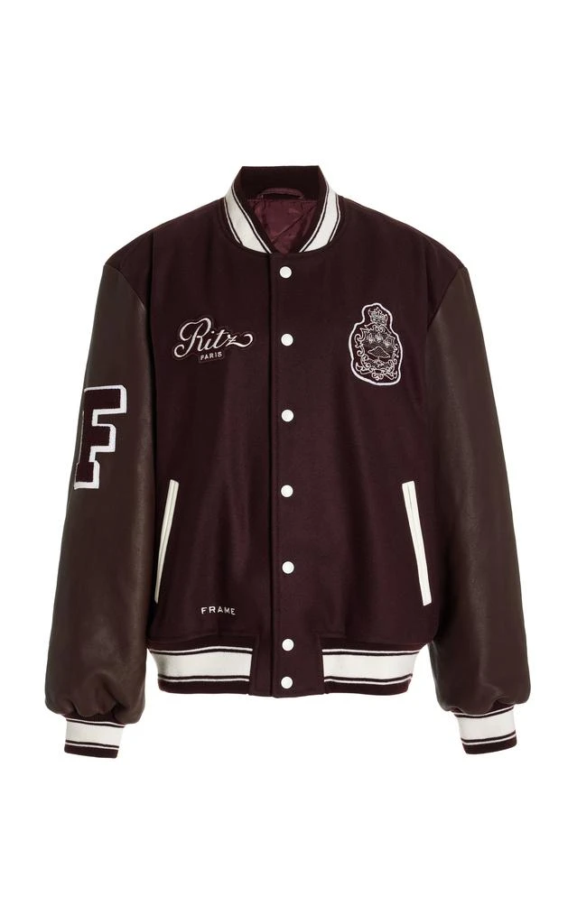 商品FRAME|FRAME - Women's x Ritz Paris Stretch-Cotton Varsity Jacket - Burgundy - XS - Moda Operandi,价格¥19478,第1张图片