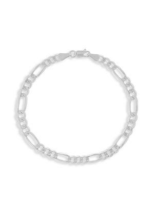 14K White Gold Concave Figaro Link Bracelet/4.75MM商品第1张图片规格展示