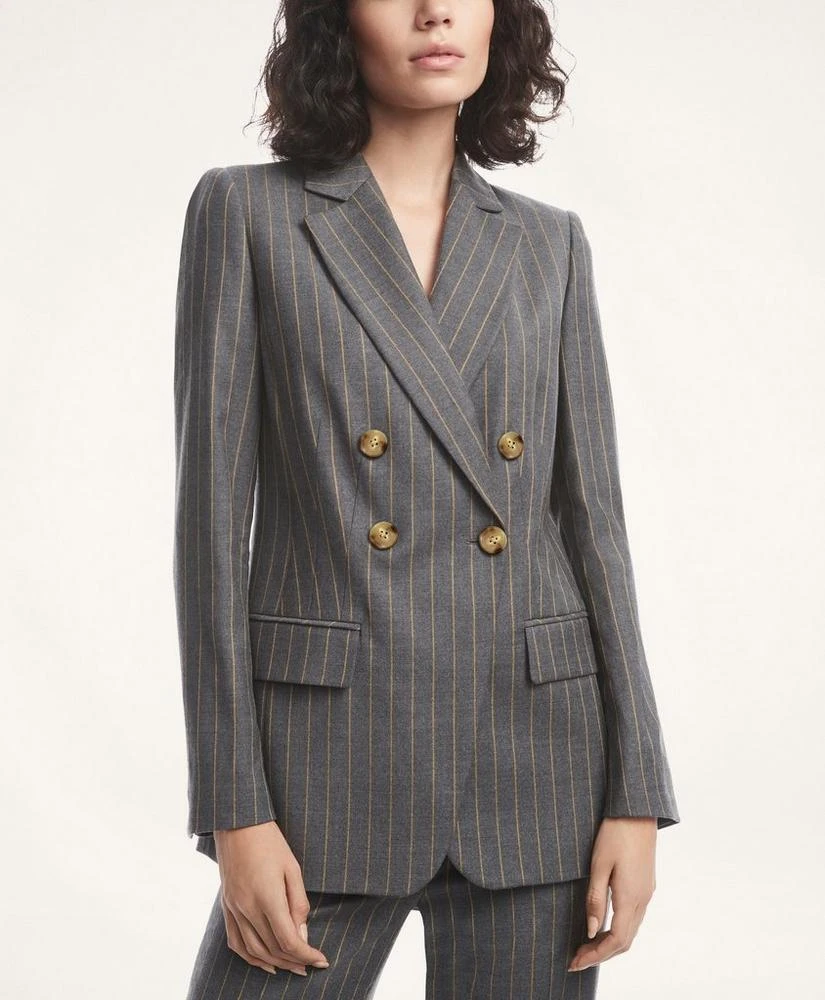 商品Brooks Brothers|Wool Blend Double-Breasted Pinstripe Jacket,价格¥1471,第2张图片详细描述