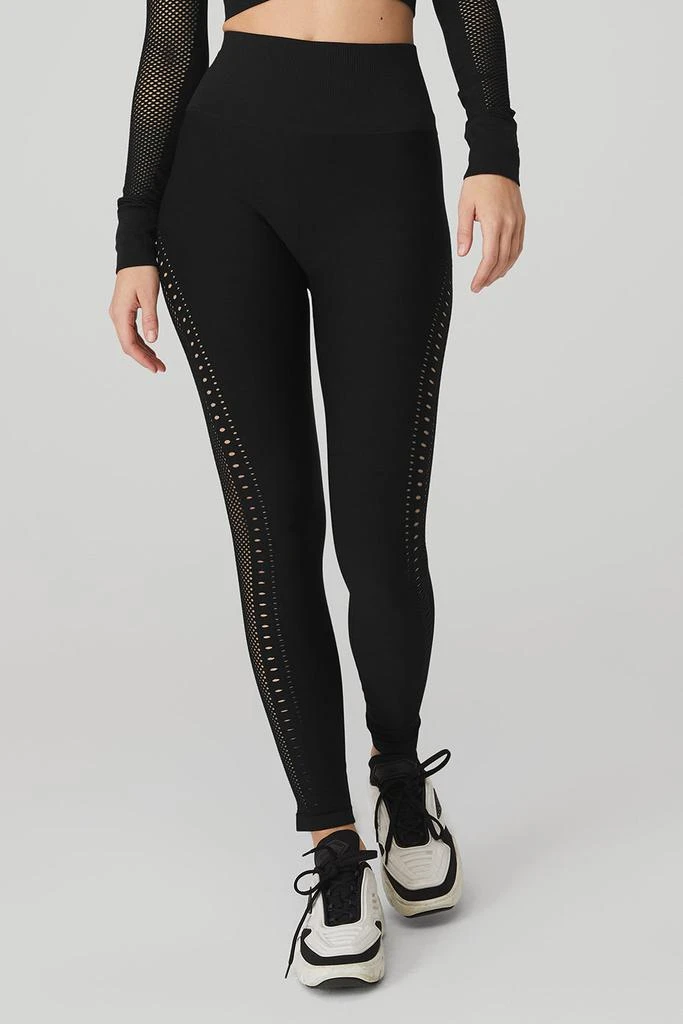 商品Alo|Seamless High-Waist 7/8 Open Air Legging - Black,价格¥886,第1张图片