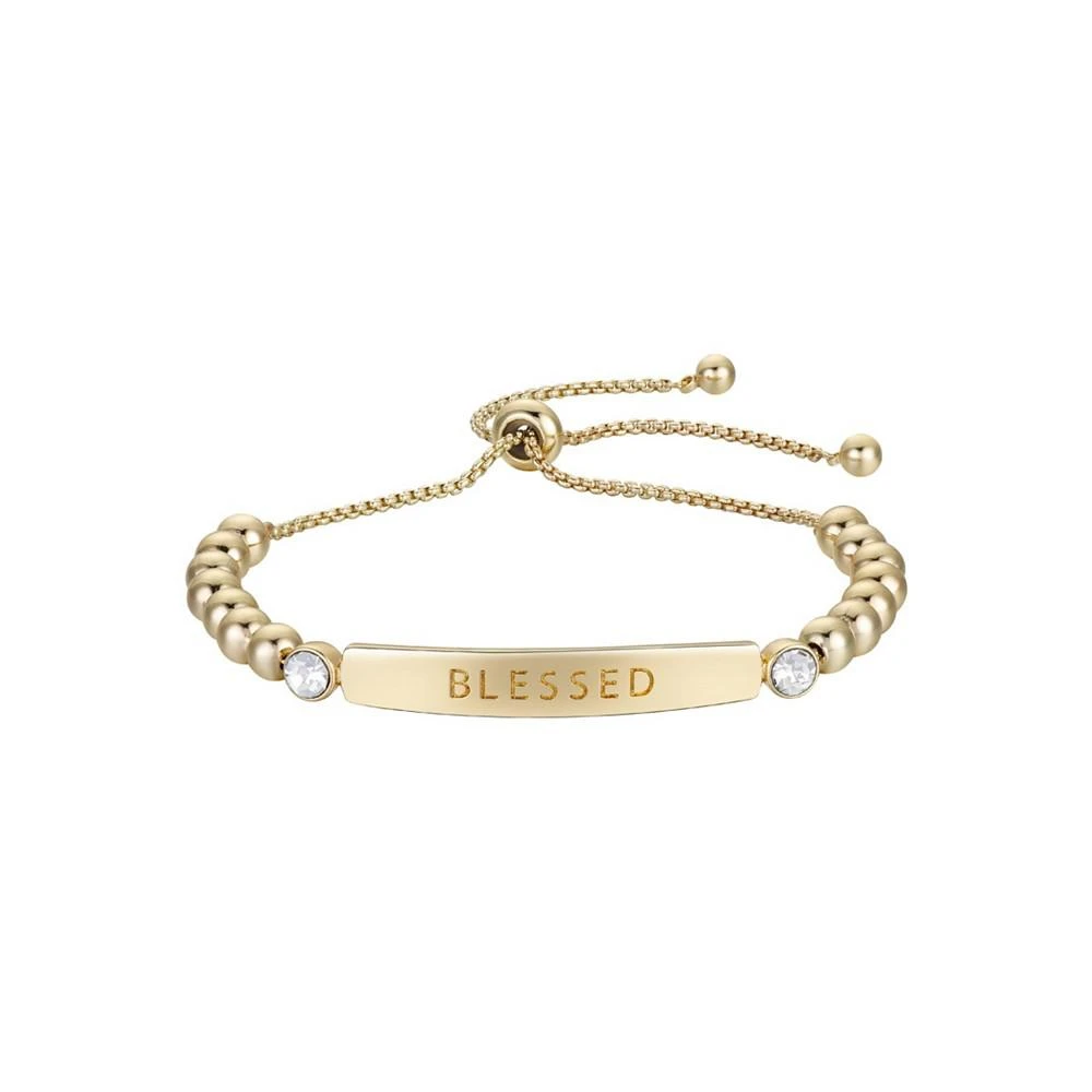 商品Unwritten|Gold Flash Plated "Blessed" Bar and Bead Adjustable Bolo Bracelet,价格¥169,第1张图片