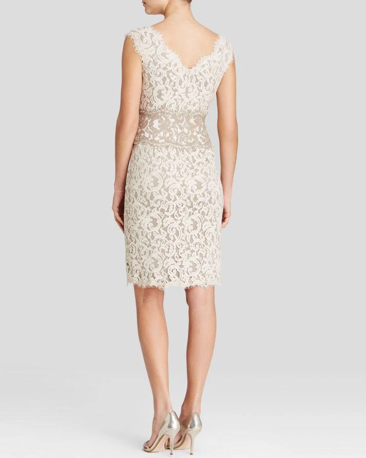 商品Tadashi Shoji|Tadashi Shoji Dress - Sleeveless V-Neck Color Block Lace,价格¥1864,第2张图片详细描述