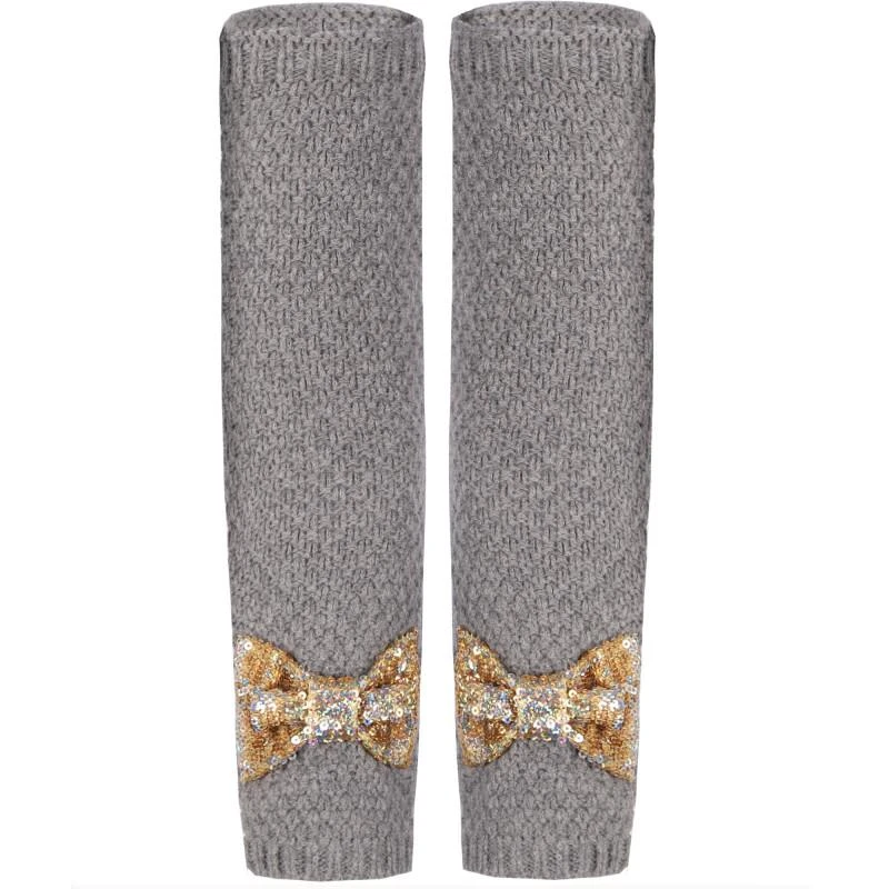 商品SIMONETTA|Sequined bows embellishment woolen arm warmers in grey,价格¥1123,第1张图片