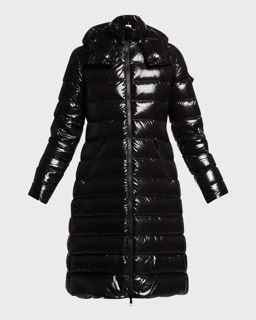 商品Moncler|Moka Shiny Fitted Puffer Coat with Hood,价格¥16254,第1张图片