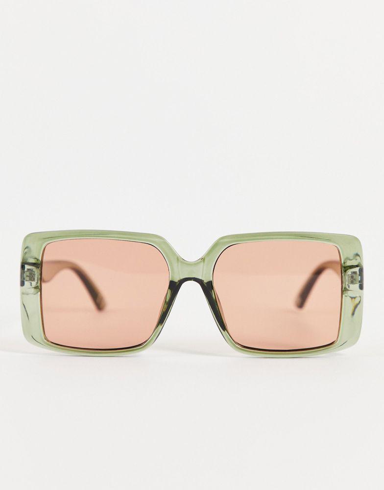 ASOS DESIGN frame 70s sunglasses with orange lens in green  - MGREEN商品第3张图片规格展示