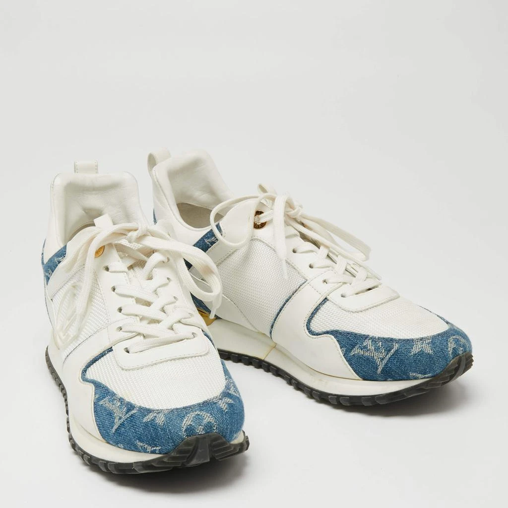 商品[二手商品] Louis Vuitton|Louis Vuitton  Blue/White Leather And Mesh  Run Away  Sneakers Size 38.5,价格¥5344,第4张图片详细描述