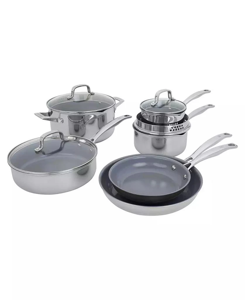 商品ZWILLING|HENCKELS CLAD H3 Ceramic Nonstick 10 Pc Stainless Steel Ceramic Nonstick Cookware Set,价格¥2316,第1张图片