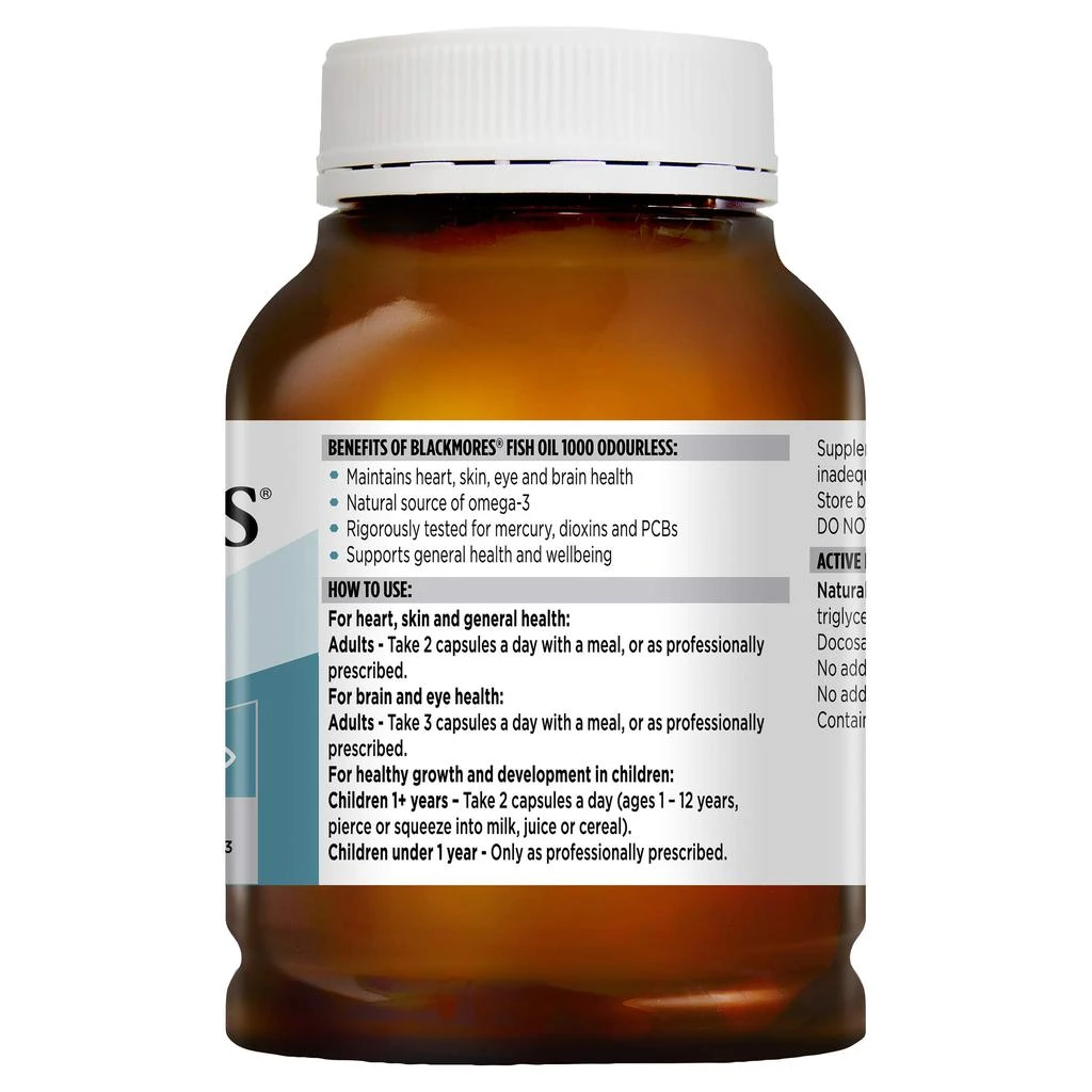 商品Blackmores|Blackmores Odourless Fish Oil 1000mg 400 Capsules,价格¥336,第2张图片详细描述