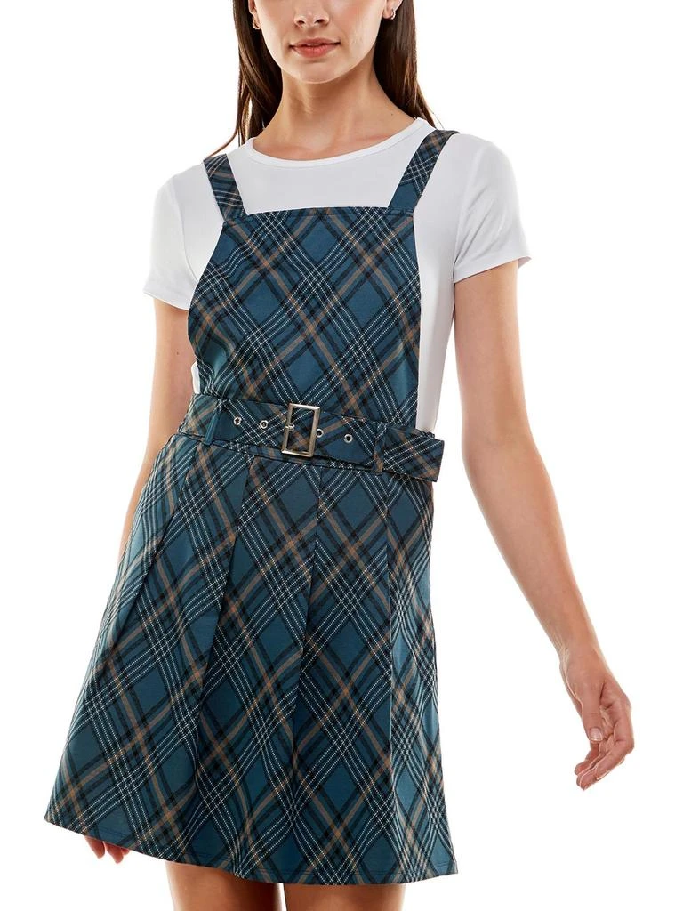 商品Planet Gold|Juniors Womens Plaid Two-Piece Fit & Flare Dress,价格¥166,第2张图片详细描述