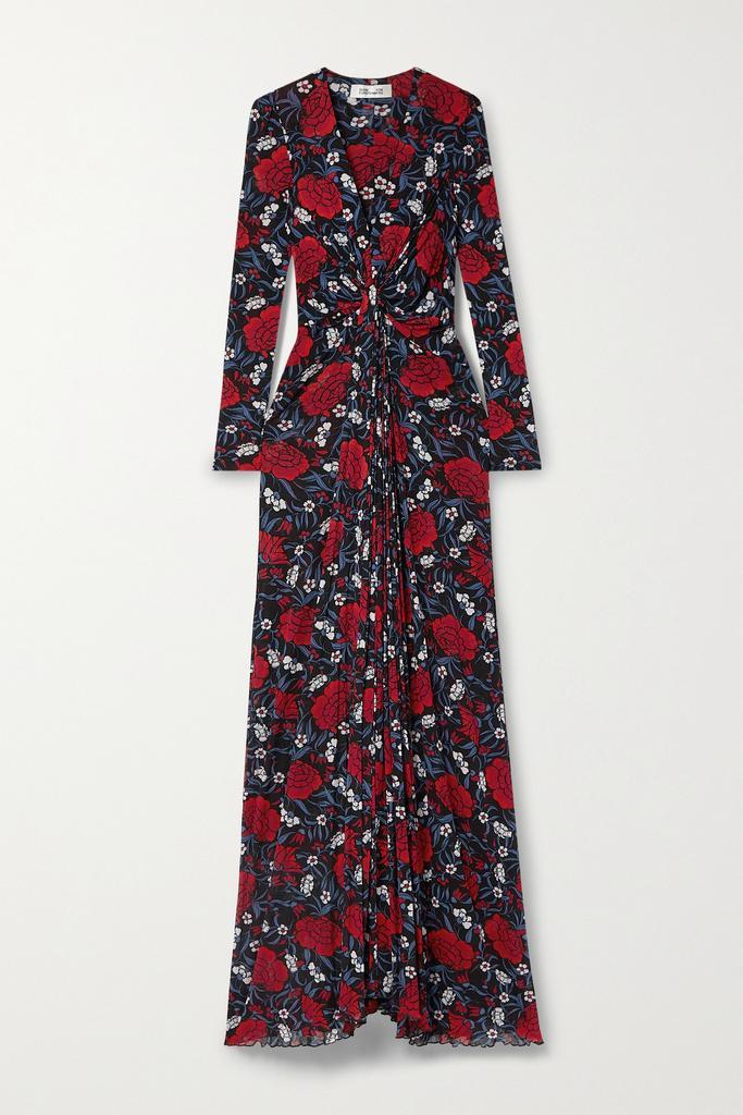 商品Diane von Furstenberg|Adara 垂坠花卉印花弹力网布超长连衣裙,价格¥3526,第1张图片