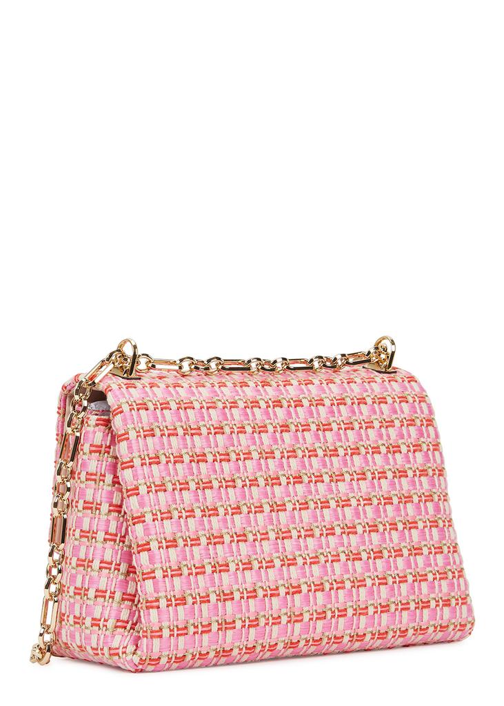 Carlyle pink raffia tweed shoulder bag商品第2张图片规格展示
