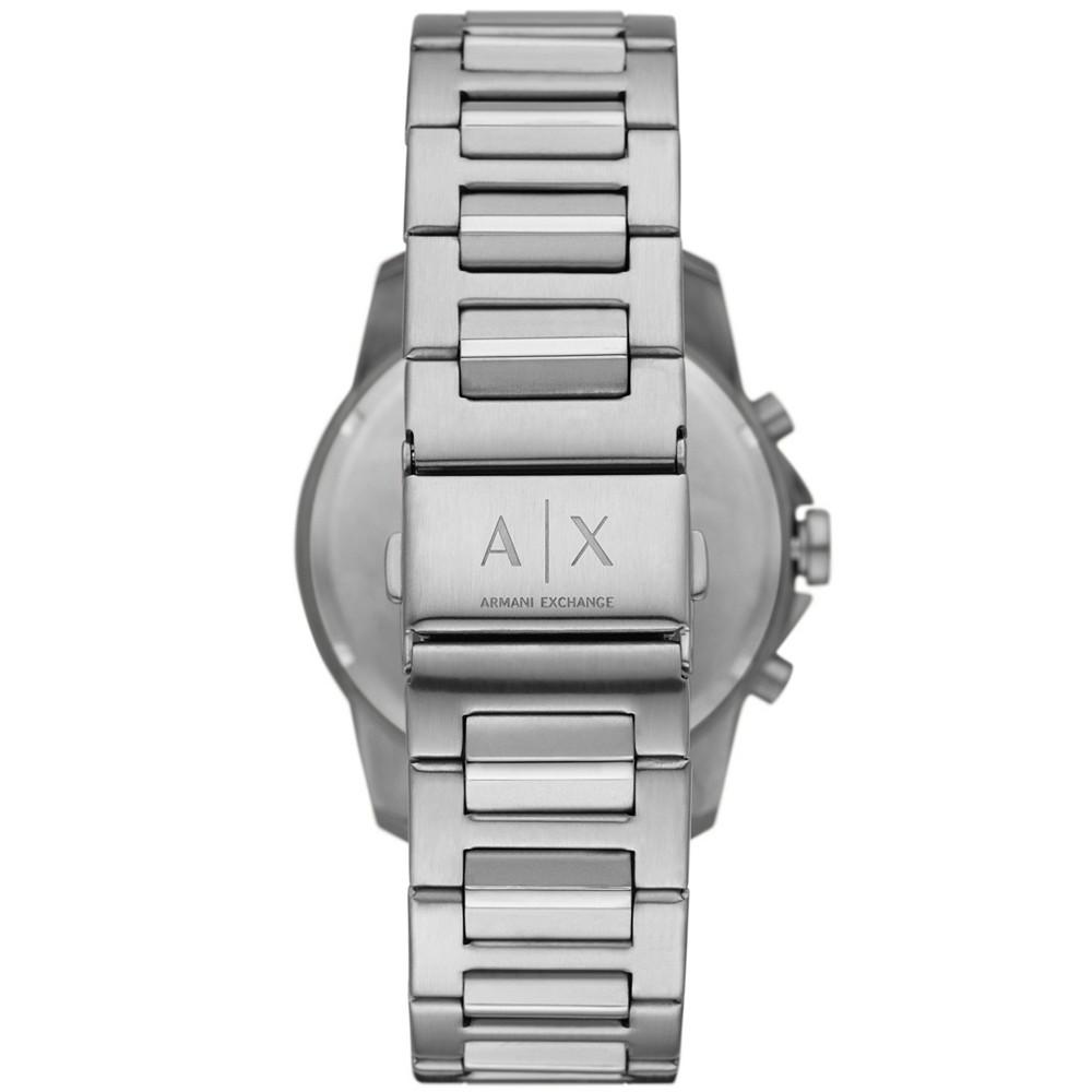 Men's Chronograph Silver-ToneStainless Steel Bracelet Watch, 44mm and Cuff Links Gift Set商品第4张图片规格展示