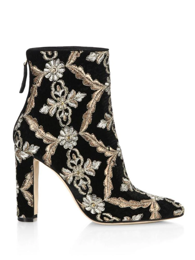 商品Manolo Blahnik|Isola 105 Embroidered Velvet Booties,价格¥3163,第5张图片详细描述