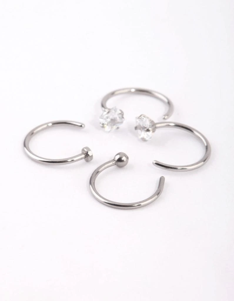 商品Lovisa|Surgical Steel Rhodium Martini Set Dia 4 Pack Nose Ring,价格¥151,第2张图片详细描述