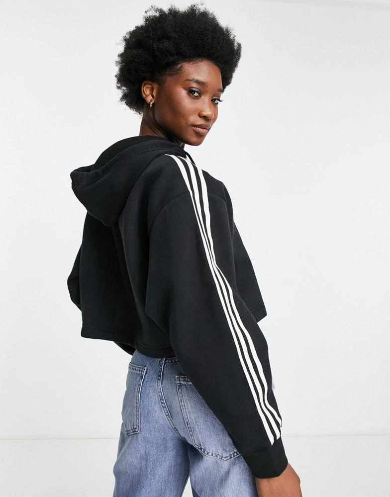 商品Adidas|adidas Originals adicolour 3 stripe cropped hoodie in black,价格¥486,第2张图片详细描述