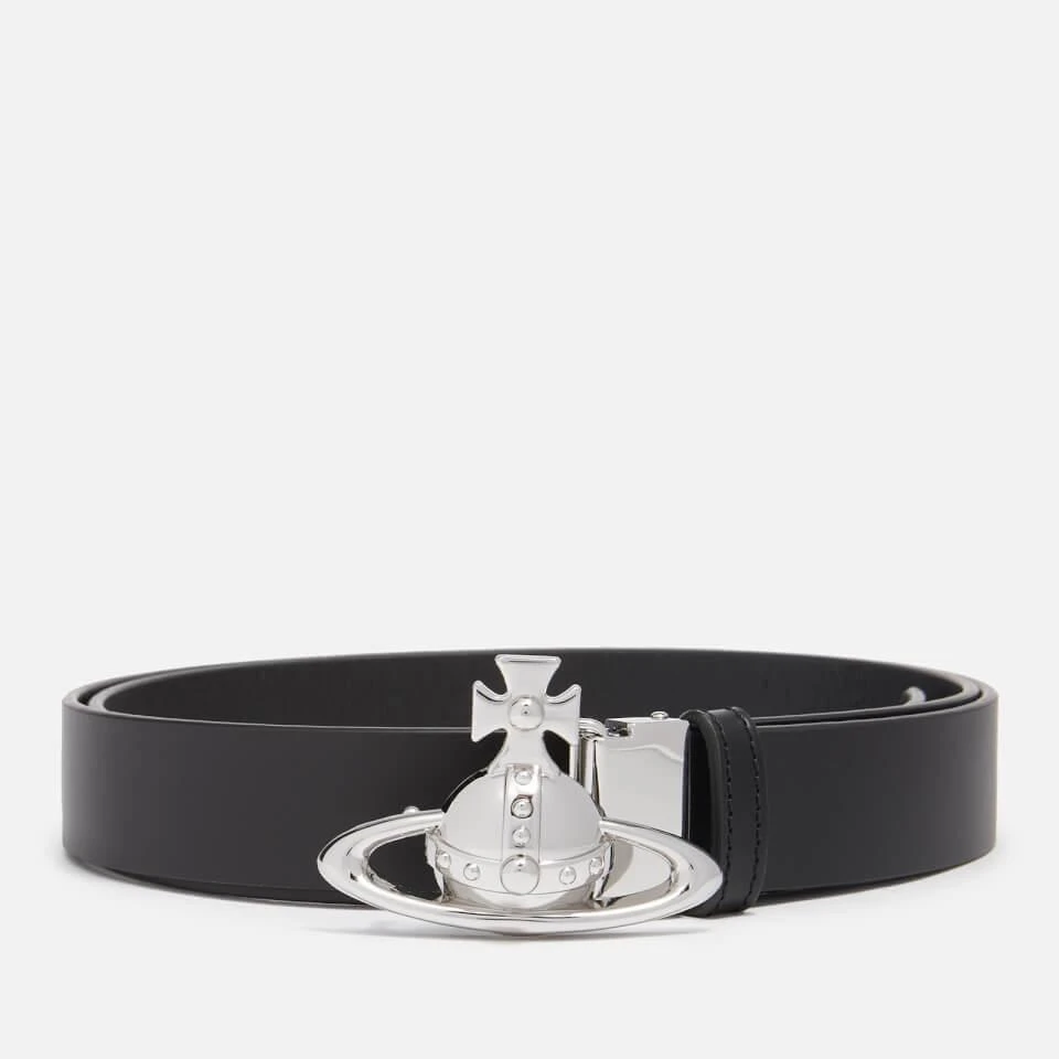 商品Vivienne Westwood|Vivienne Westwood Orb Buckle Palladio Leather Belt,价格¥1774,第1张图片