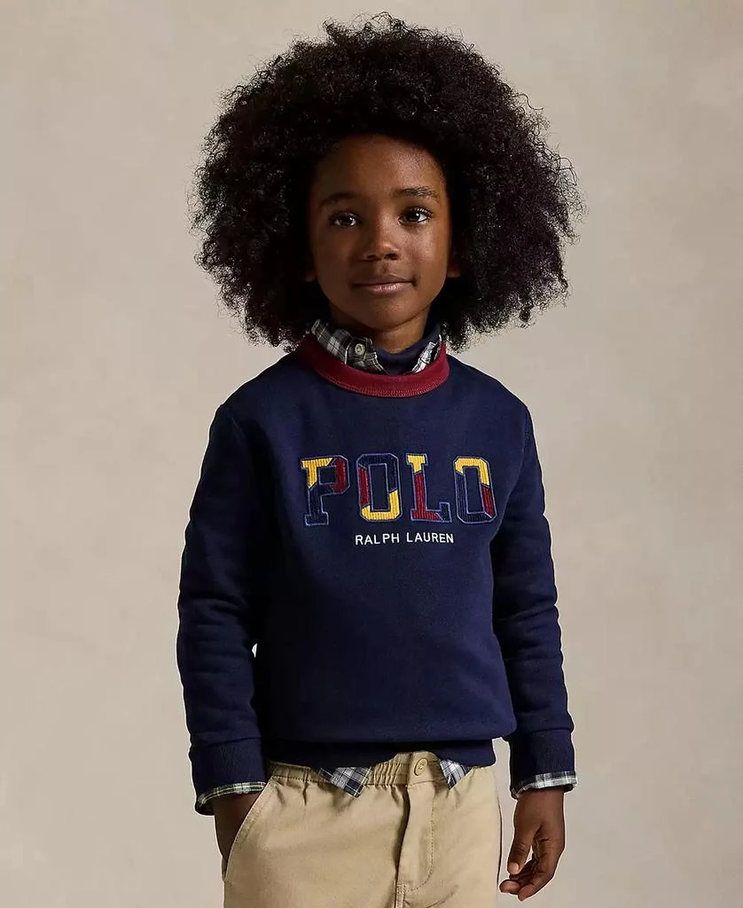 商品Ralph Lauren|Toddler and Little Boys Corduroy-Logo Fleece Sweatshirt,价格¥203,第1张图片