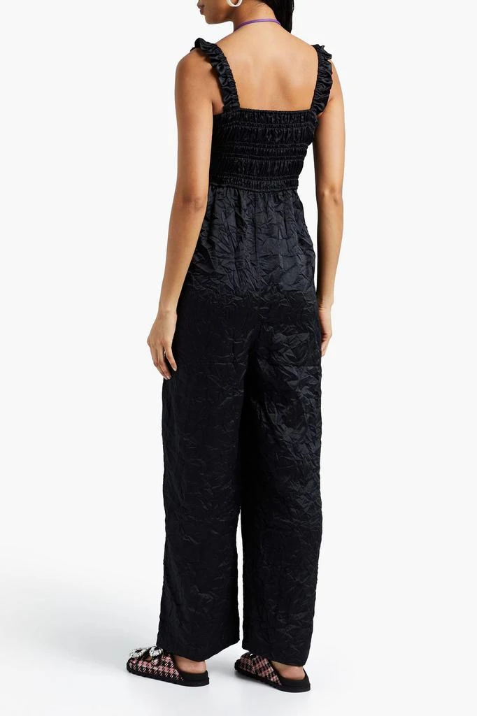 商品Ganni|Shirred crinkled-satin wide-leg jumpsuit,价格¥426,第3张图片详细描述