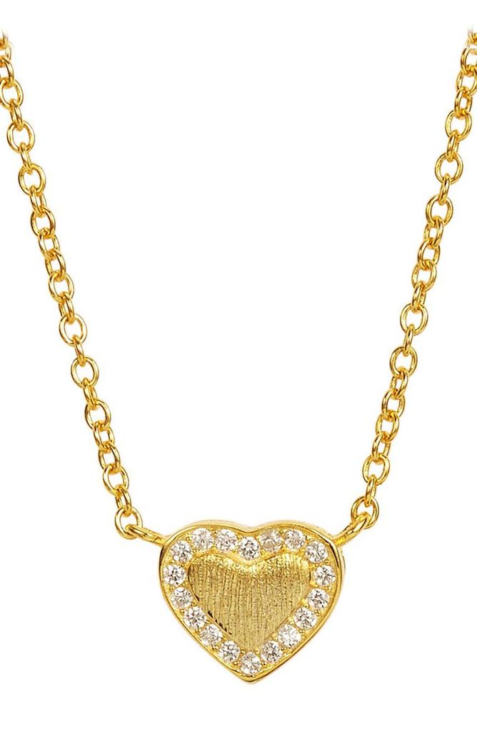 18K Gold Vermeil CZ Heart Necklace商品第1张图片规格展示