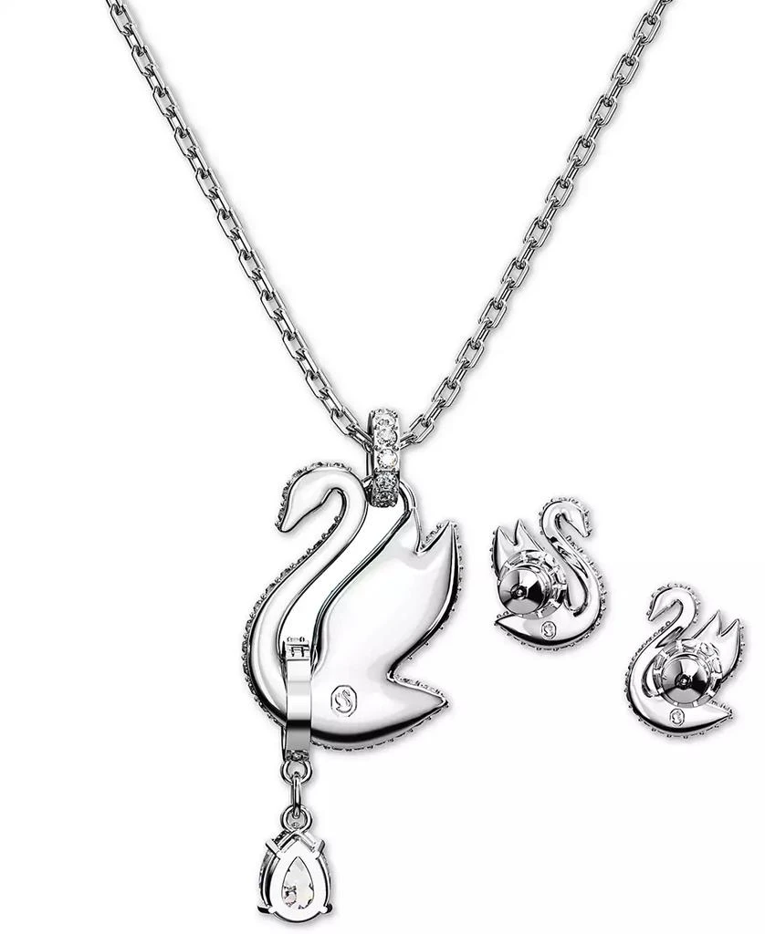 商品Swarovski|Silver-Tone 2-Pc. Set Blue & White Crystal Iconic Swan Pendant Necklace & Matching Stud Earrings,价格¥1467,第2张图片详细描述