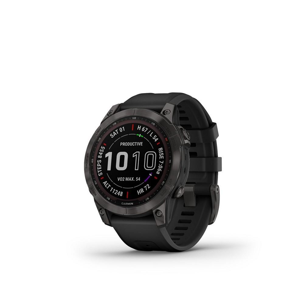 商品Garmin|Unisex Fenix 7 Sapphire Solar Carbon Gray Diamond like Carbon Titanium with Black Silicone Band Smart Watch 47mm,价格¥5894,第1张图片