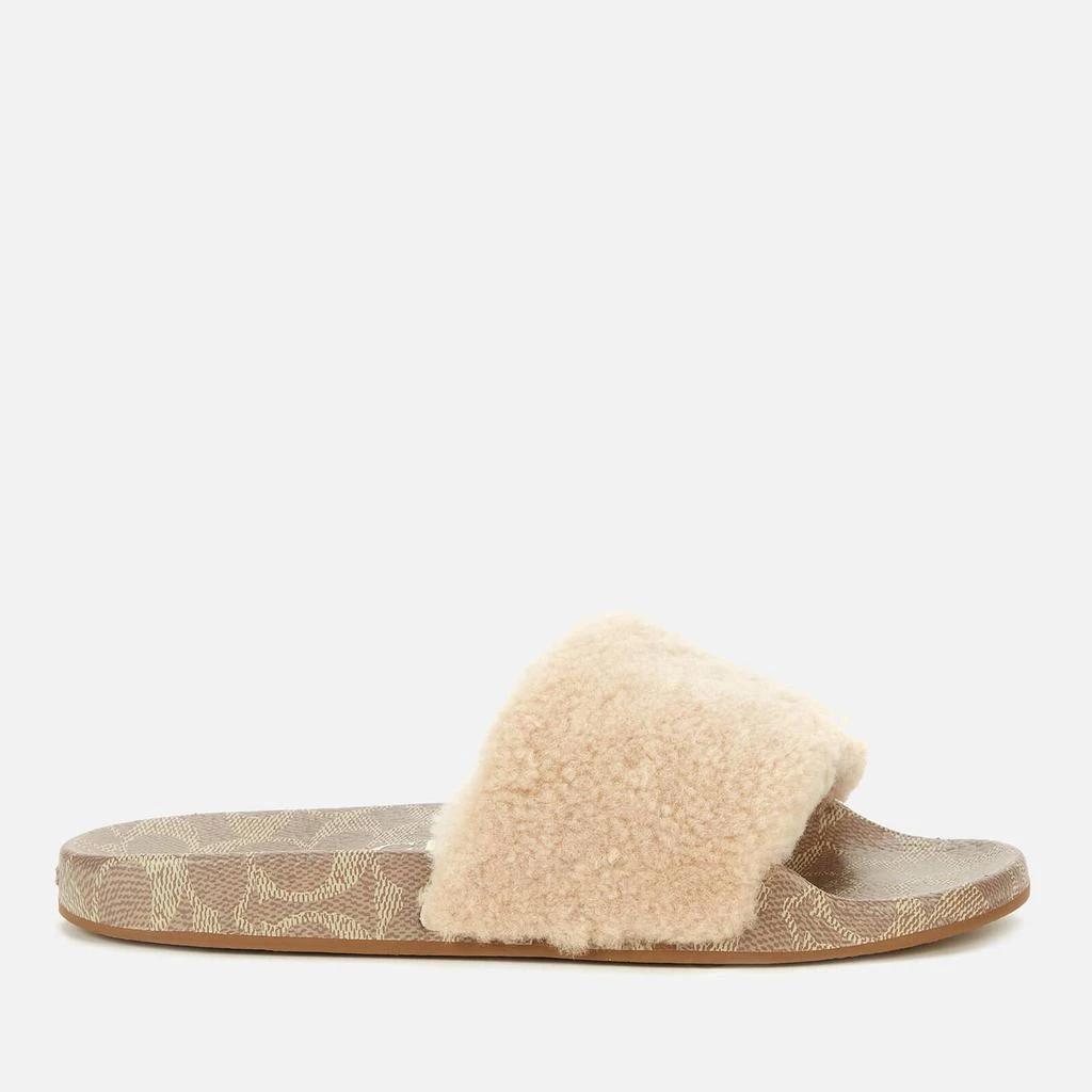 商品Coach|COACH WOMEN'S ULLA SHEARLING SLIDE SANDALS - IVORY,价格¥494,第2张图片详细描述