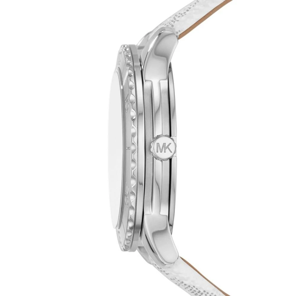 商品Michael Kors|Women's Runway White Metallic Polyvinyl Chloride Strap Watch, 40mm,价格¥1540,第2张图片详细描述