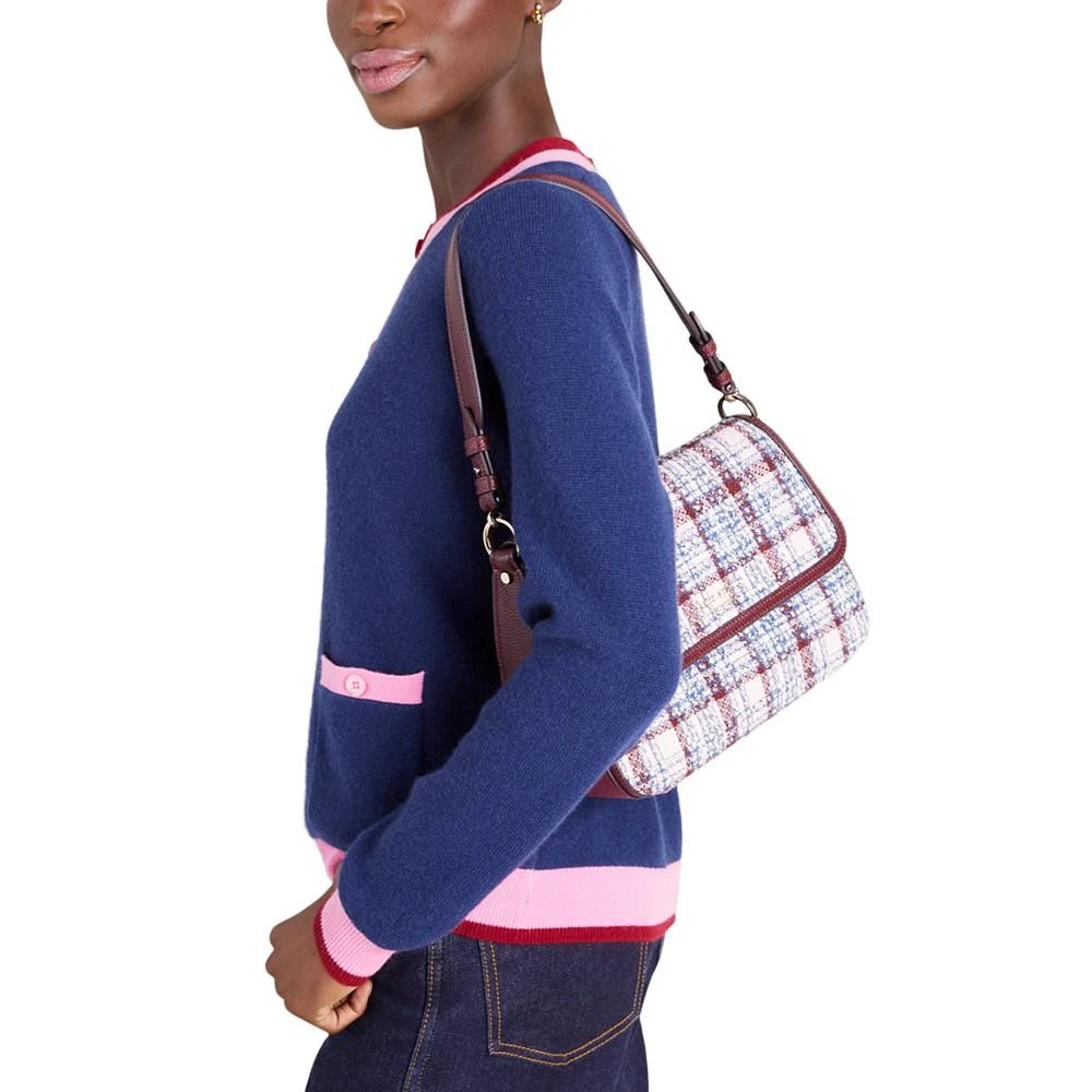 商品Kate Spade|Hudson Tweed Fabric Medium Convertible Flap Shoulder Bag,价格¥1465,第3张图片详细描述