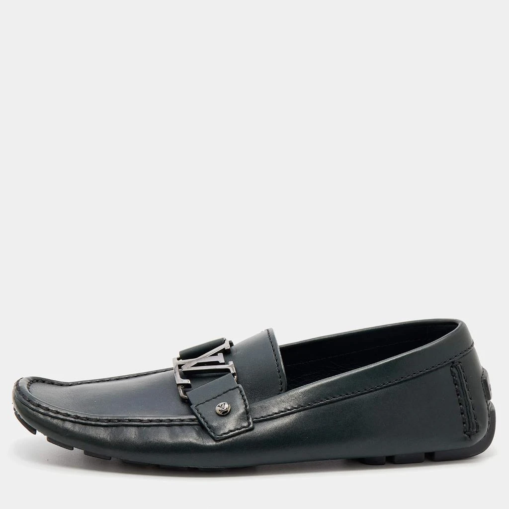 商品[二手商品] Louis Vuitton|Louis Vuitton Dark Green Leather Monte Carlo Slip On Loafers Size 41.5,价格¥3702,第1张图片