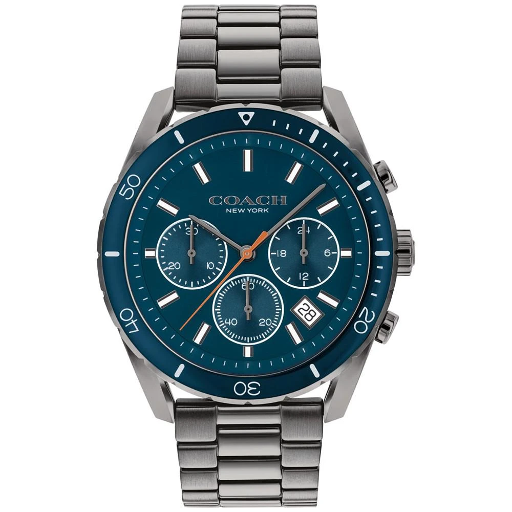商品Coach|Men's Preston Chronograph Gray-Tone Bracelet Watch 44mm,价格¥1831,第1张图片