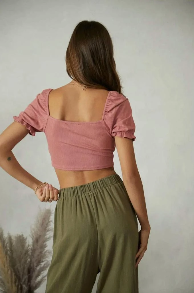商品ENDLESS BLU.|Tina Twist Front Crop Top In Mauve,价格¥284,第3张图片详细描述