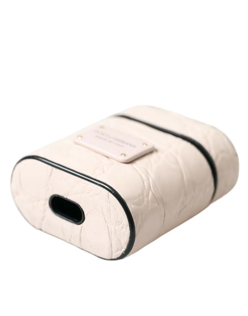 商品Dolce & Gabbana|Dolce & Gabbana Light Pink Calf Leather Metal Logo Plaque Airpods Case,价格¥1196,第4张图片详细描述