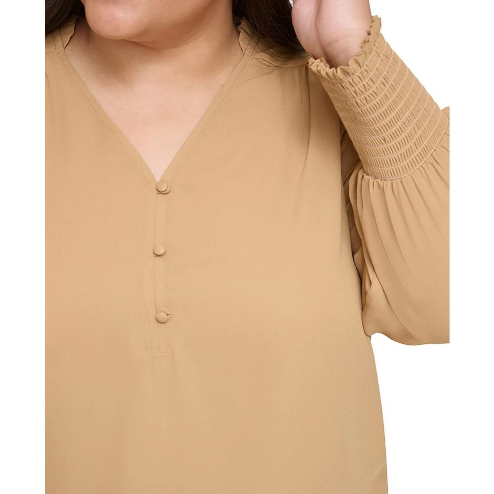 商品Calvin Klein|Plus Size Long-Sleeve V-Neck Pullover Top,价格¥199,第4张图片详细描述