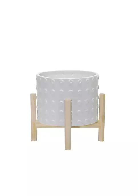 商品belk|Range 8 Inches Planter With Dotted Planter And Wooden Stand White,价格¥478,第2张图片详细描述