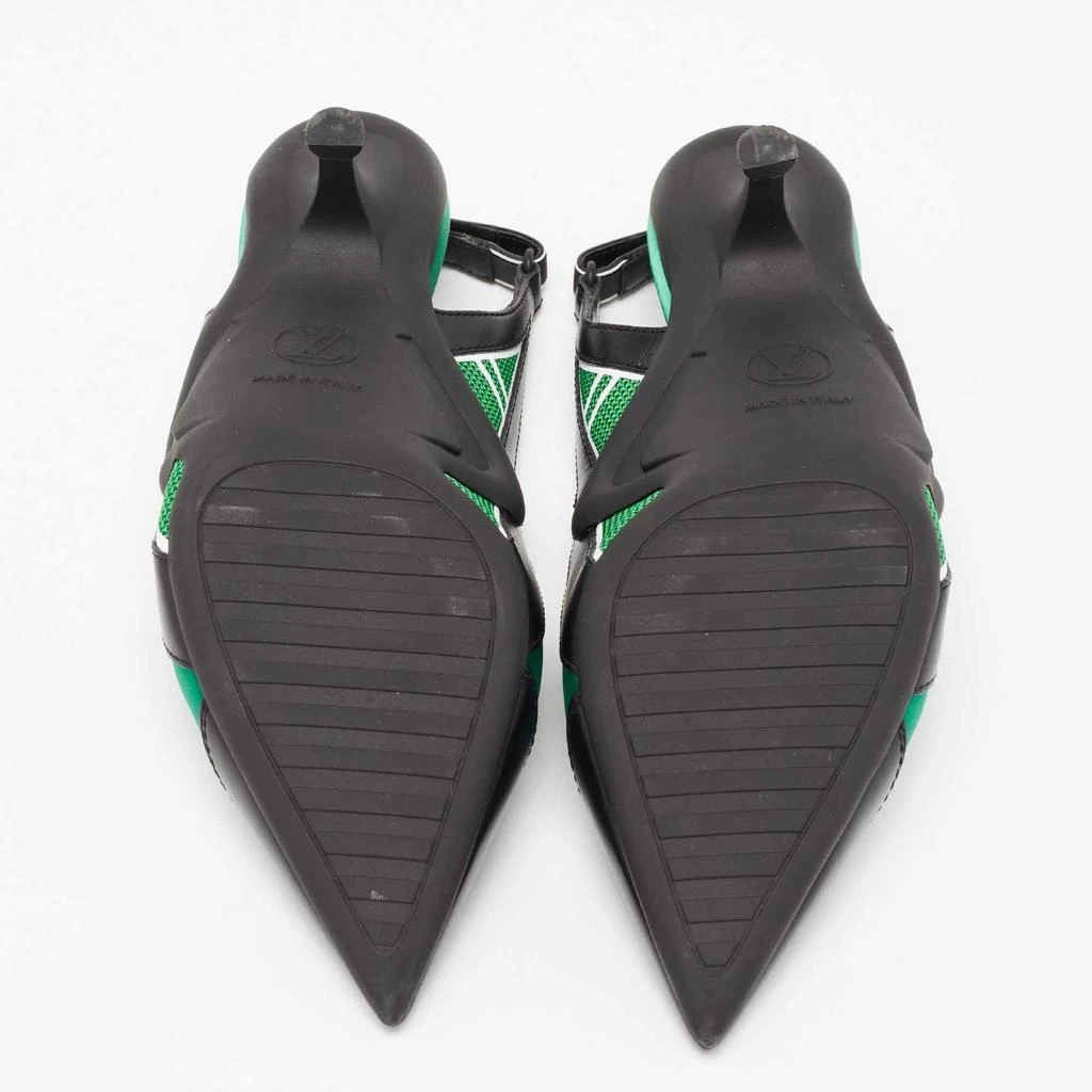 Louis Vuitton Green/Black Satin, Mesh and Leather Archlight Slingback Pumps Size 38 商品