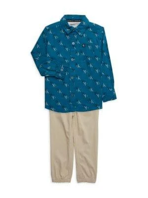 商品Calvin Klein|Little Boy's 2-Piece Logo Shirt & Joggers Set,价格¥113,第1张图片