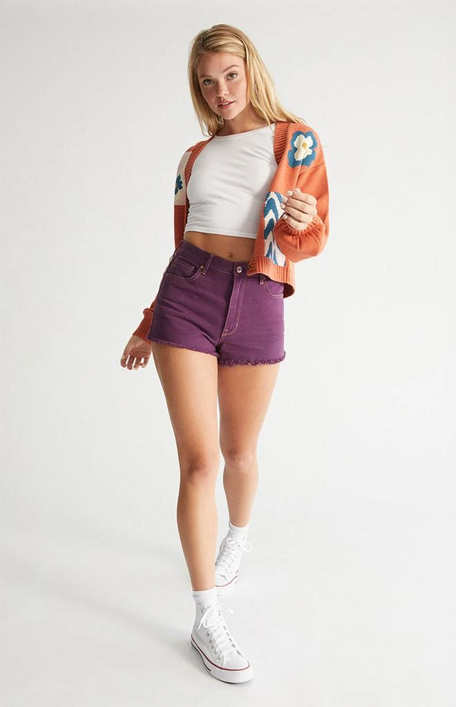 商品PacSun|Eco Violet High Waisted Denim Festival Shorts,价格¥101,第4张图片详细描述