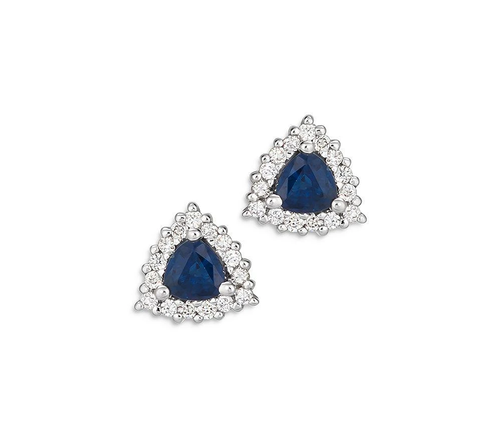 商品Bloomingdale's|Blue Sapphire & Diamond Halo Stud Earrings in 14K White Gold - 100% Exclusive,价格¥19060,第1张图片详细描述