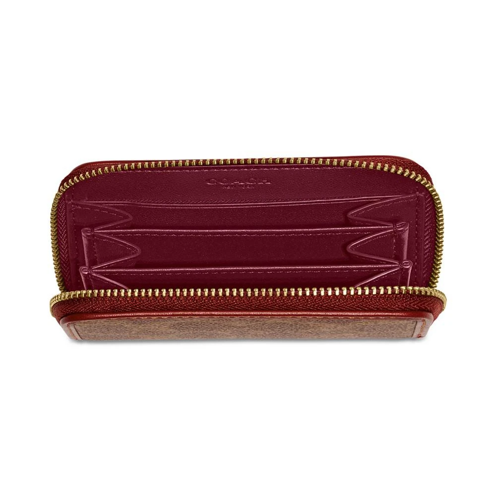 商品Coach|Coated Canvas Signature Small Zip Around Card Case,价格¥563,第3张图片详细描述